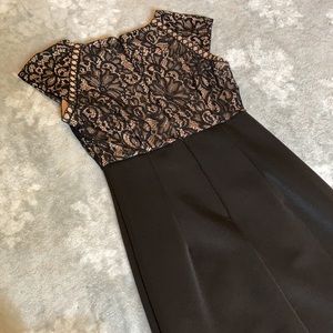Black Lace Cap Sleeve Dress